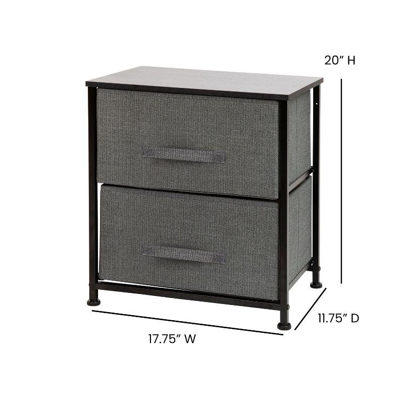 Malone 2 Drawer Storage Stand with Wood Top & Fabric Pull Drawers