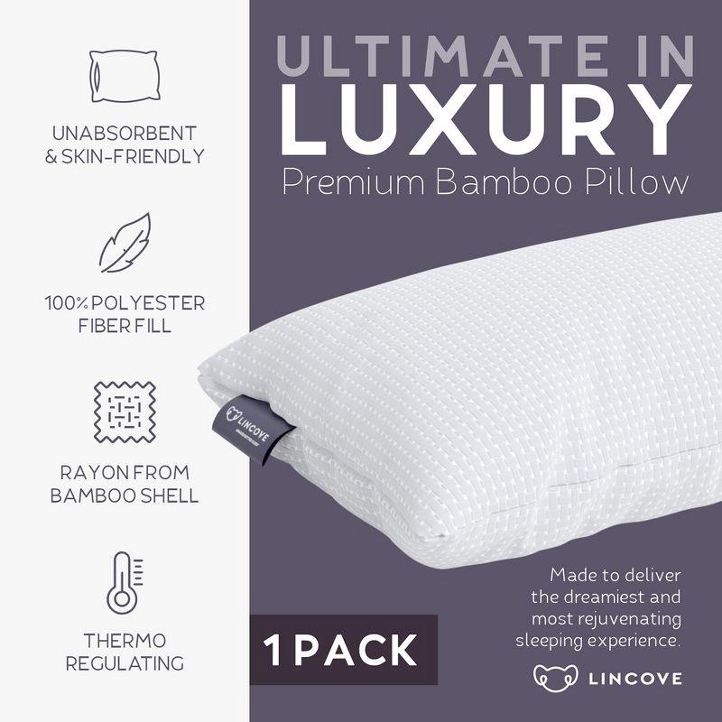 Lincove® Lincove Rayon From Bamboo Pillow - Hotel Quality, Soft for Stomach Sleepers, 1 Pack