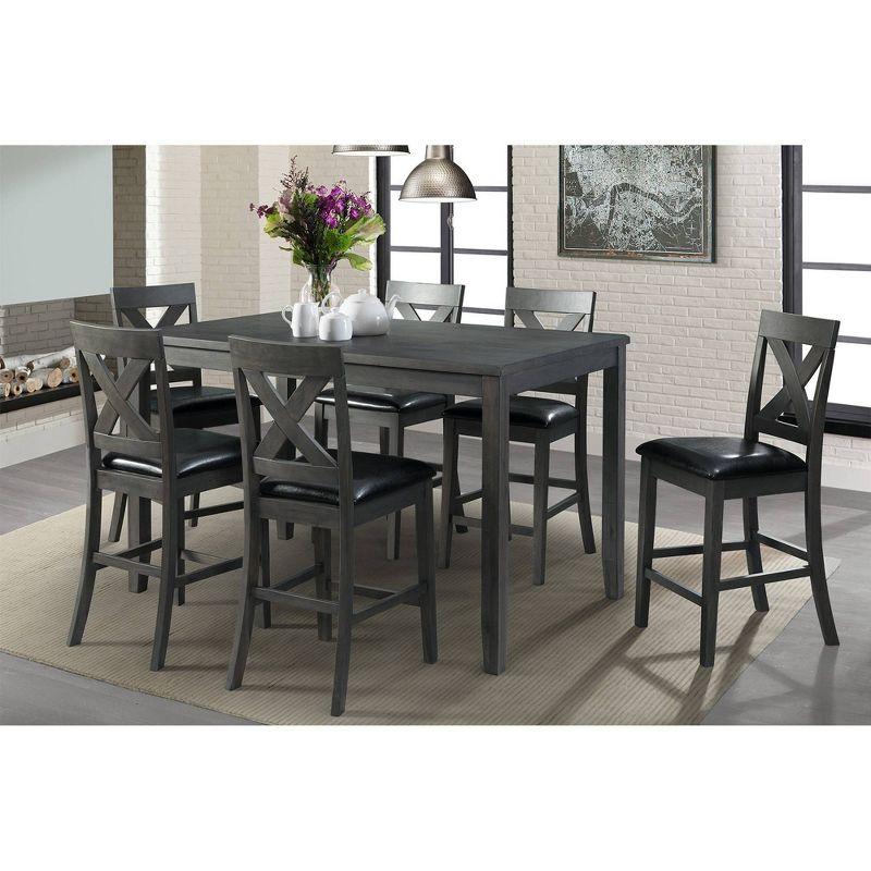 Alexa Gray 7-Piece Counter Height Dining Set with Faux Leather Upholstered Chairs