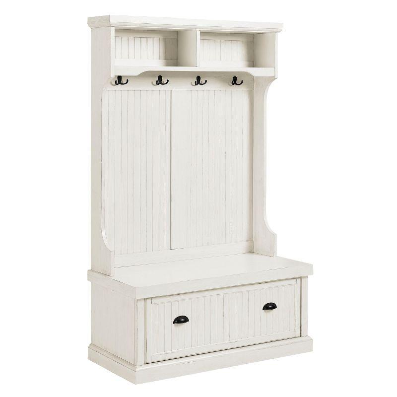 Seaside Solid Hardwood & Veneer Hall Tree in Distressed White