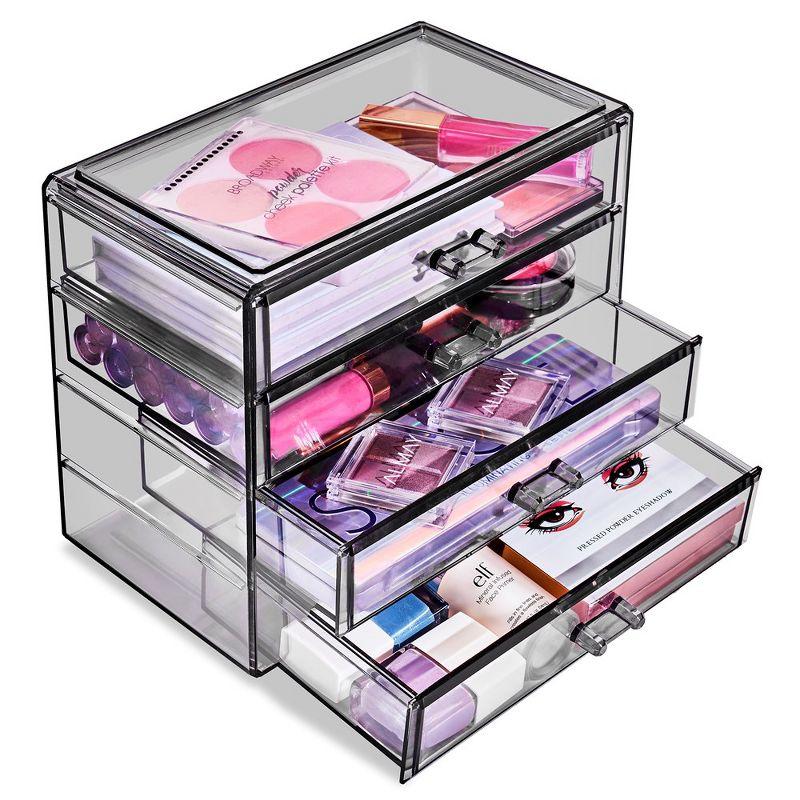 Sorbus 4 Drawer Acrylic Makeup Organizer and Storage for Cosmetics, Jewelry, and more Clear Makeup Organizer for Vanity, College Dorm (Black)