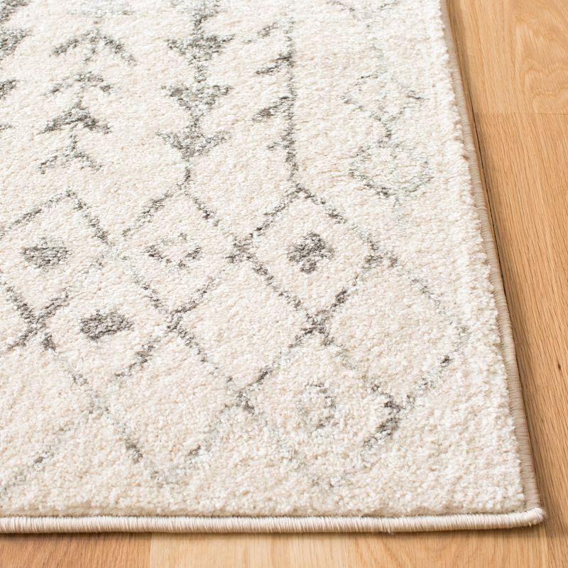 Ivory & Grey Hand-Knotted Synthetic 4'x6' Easy-Care Area Rug