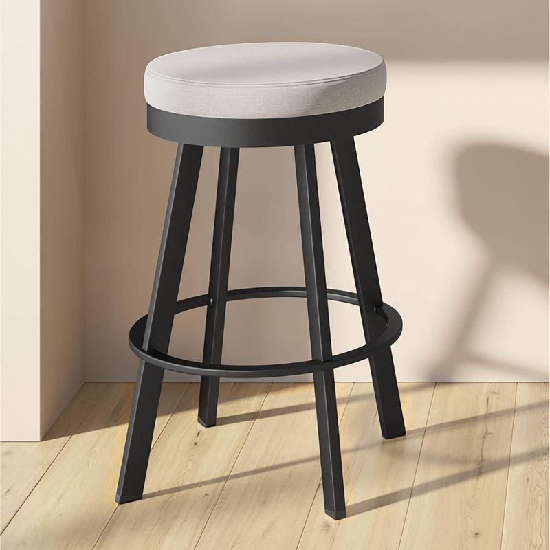 Amisco Swice Upholstered Counter Height Barstool Gray/Black: Round Polyester Seat, Steel Frame, 300 lbs Capacity