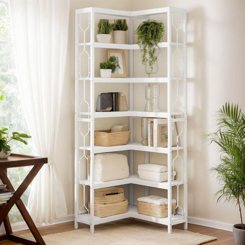 Tribesigns 7-Tier L-Shaped Bookshelf, Wood Corner Etagere Bookcase, Freestanding Display Shelving Unit, White