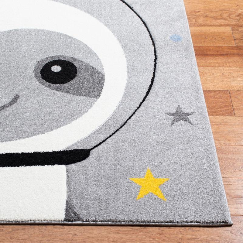 Carousel Kids Grey/Ivory Space Sloth 4' x 4' Square Area Rug