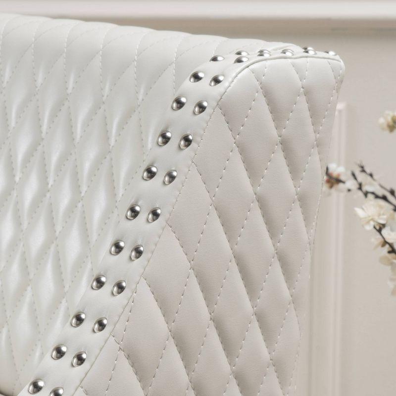 Christopher Knight Home 28" Milano Quilted Bonded Leather Barstool Ivory: Upholstered, Padded Back, Hardwood Frame