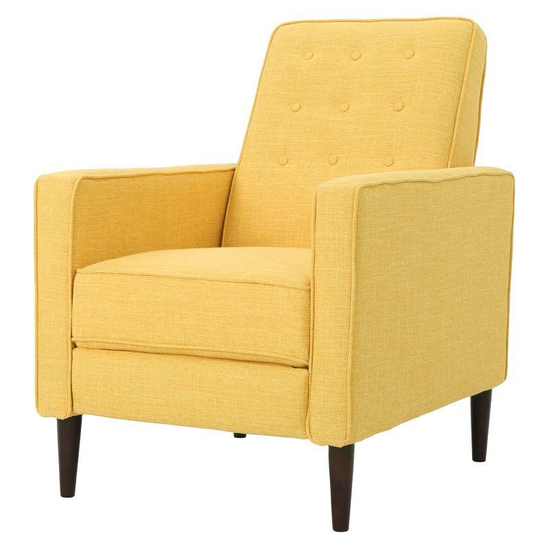 Mervynn Mid-Century Recliner - Muted Yellow - Christopher Knight Home: Beech Wood Legs, Tufted Back