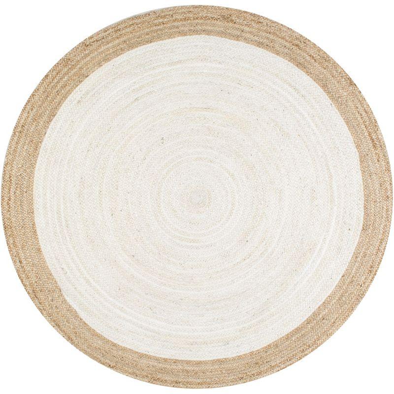 Handmade Oval White Jute 8' x 10' Braided Area Rug