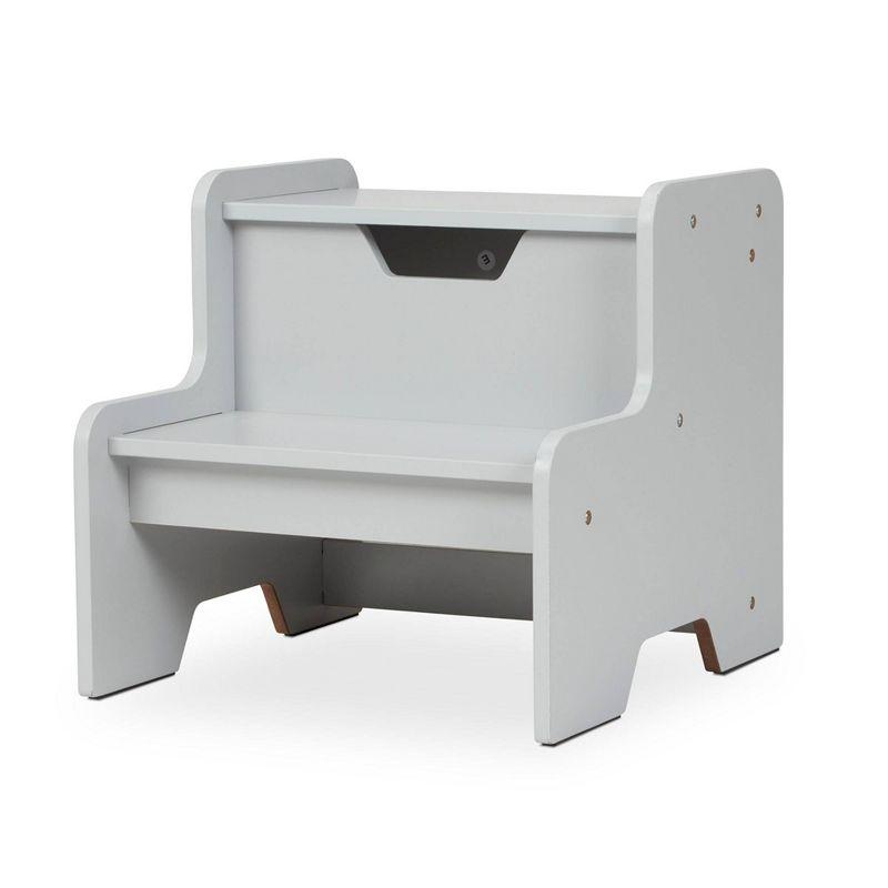 Gray Wooden Two-Step Kids Step Stool