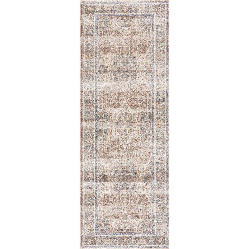 Arias Beige Camel Medium Gray Washable Runner Rug