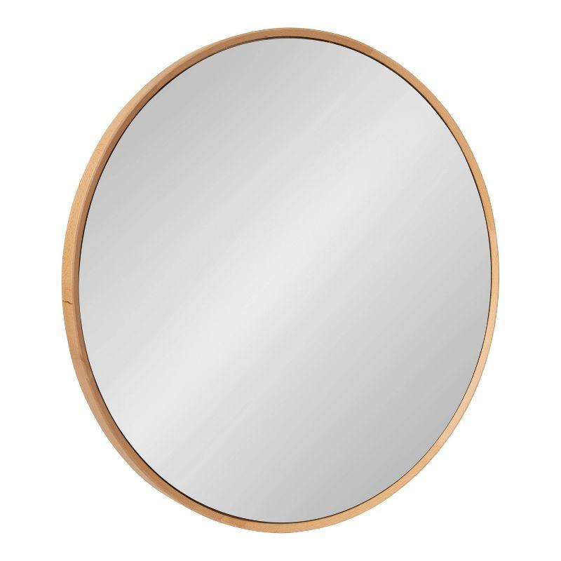 28" x 28" Norlund Framed Round Decorative Wall Mirror Natural - Kate & Laurel All Things Decor: Beechwood, No Assembly