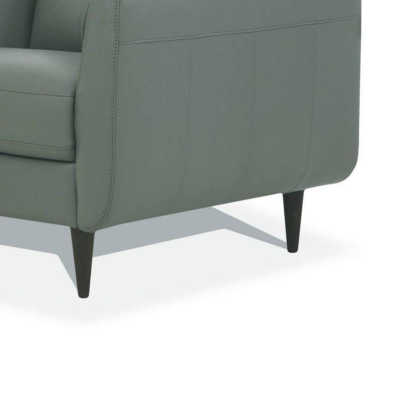 35" Radwan Chair Pesto Green Leather - Acme Furniture: Button-Tufted, Wood Legs, No Assembly Required