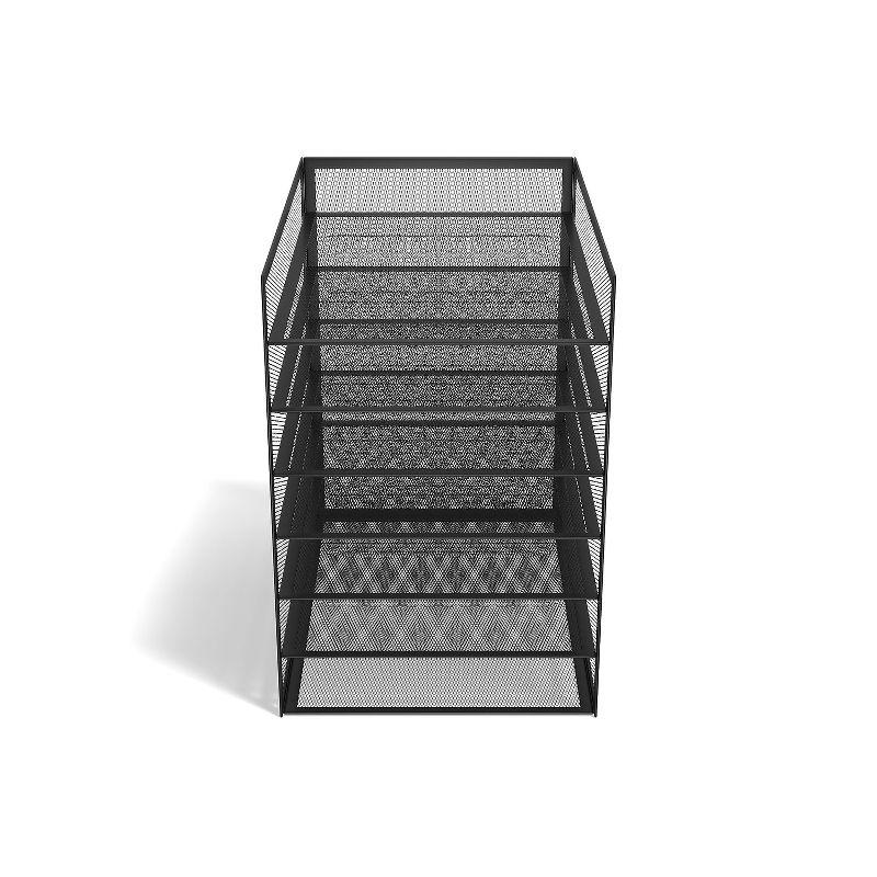 Matte Black Metal Mesh 6-Compartment File Organizer