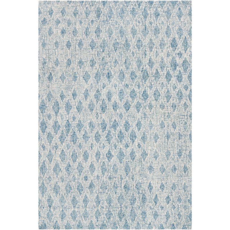 Handmade Abstract Blue Wool Rectangular Rug, 9' x 12'