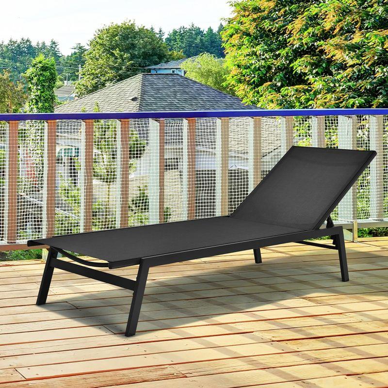 Costway  2 PCS Patio Lounge Chair Chaise Recliner Back Adjustable Garden Black