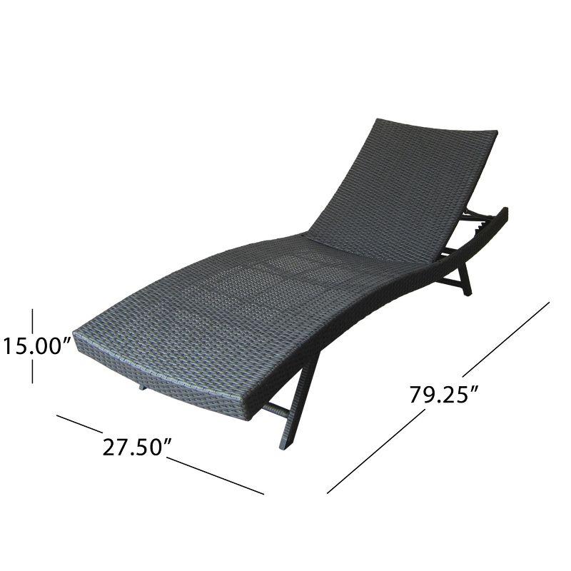 GDFStudio Eliana Outdoor Wicker Armless Adjustable Chaise Lounge, Gray