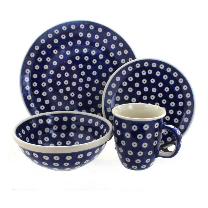 Blue and White Ceramic Polish Pottery Dinnerware Set