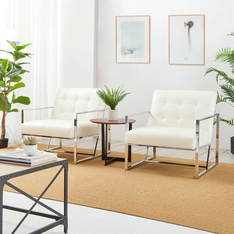 Siebo 30'' Wide Tufted Cream Armchair