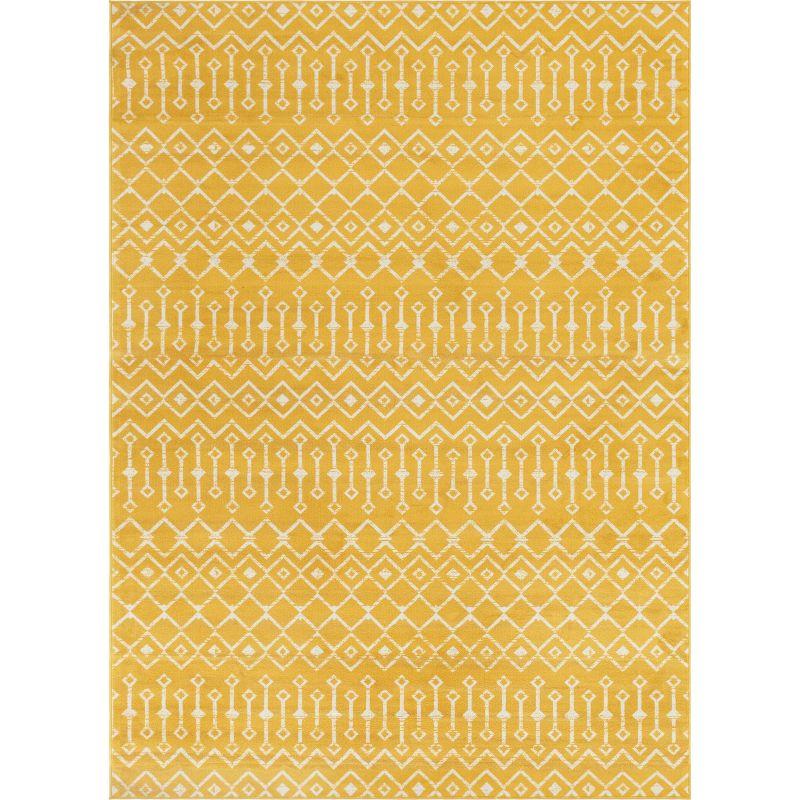 Yellow Geometric Trellis 8' x 10' Synthetic Area Rug