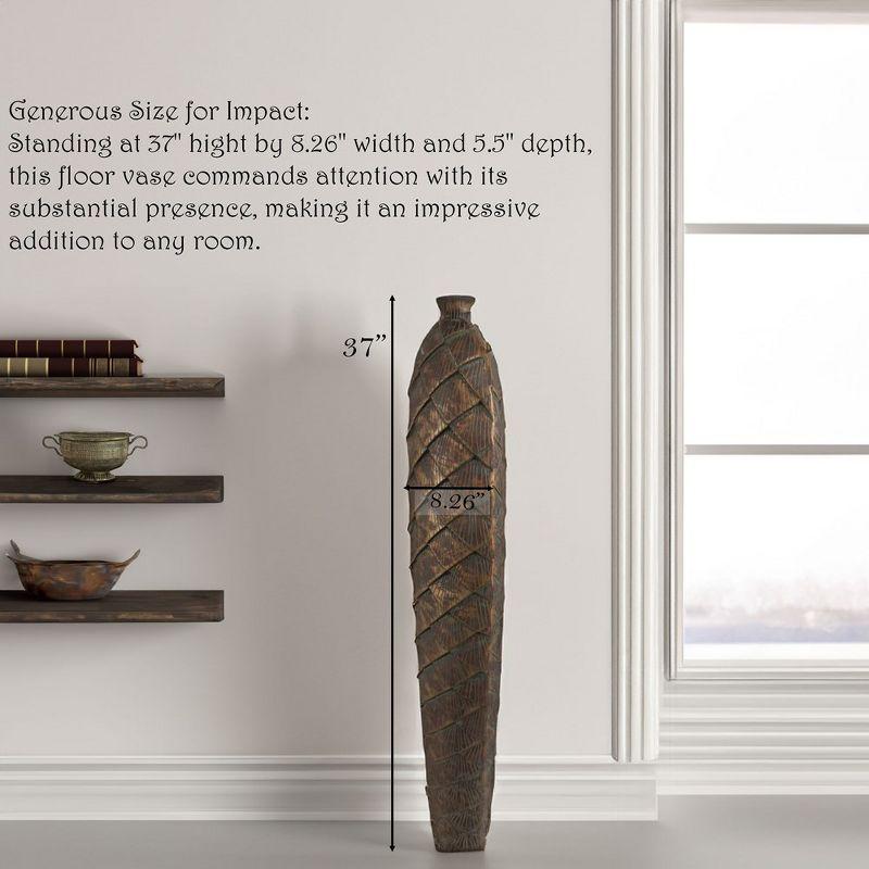 Uniquewise 37-inch-tall Cylinder Antique Floor Vase – Modern Living Room Decor - Ceramic Rustic Elegant Home Accent with Vintage Charm