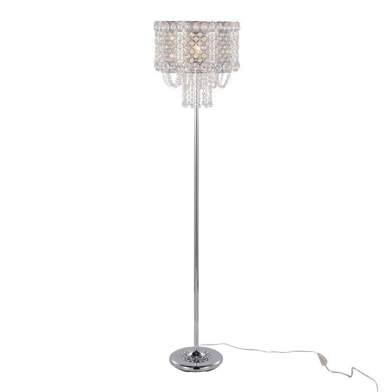 LumiSource Droplets 60" Contemporary Metal Floor Lamp in Polished Chrome and Clear K9 Crystal Accents from Grandview Gallery: UL Listed