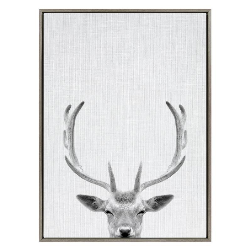 Kate & Laurel All Things Decor Sylvie Deer Framed Canvas Wall Art by Simon Te of Tai Prints