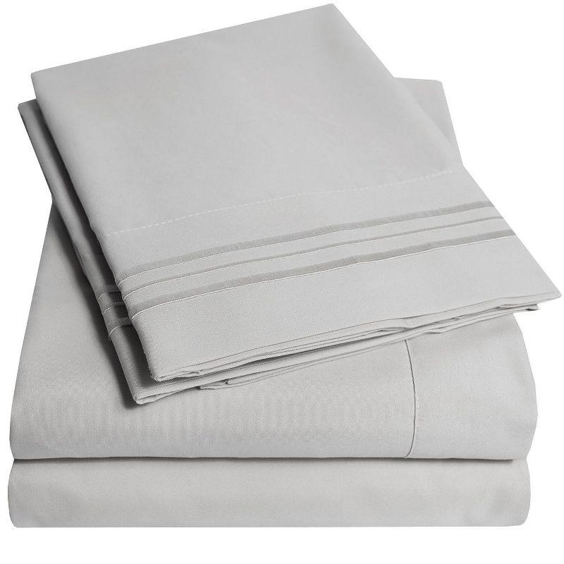5 Piece Sheet Set, Ultra Soft 1800 Series Collection - Split King, Silver