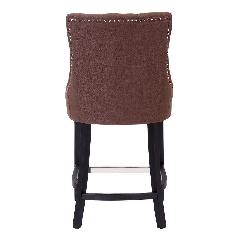 WestinTrends 29" Linen Tufted Buttons Upholstered Wingback Bar Stool (Set of 3)