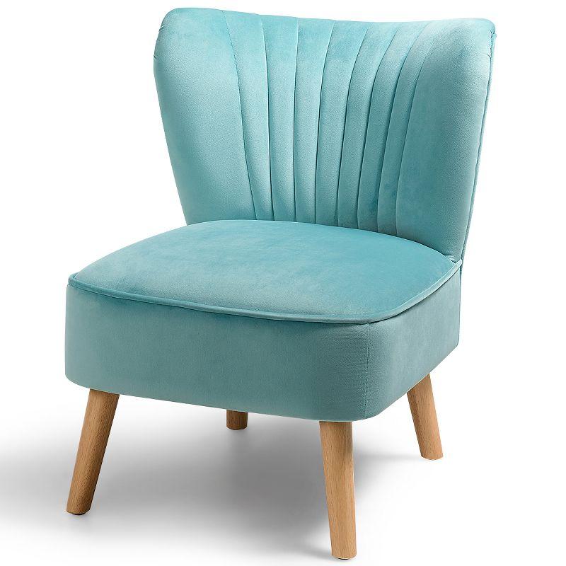 Costway Armless Accent Chair Modern Velvet Leisure Chair Single Upholstered Green