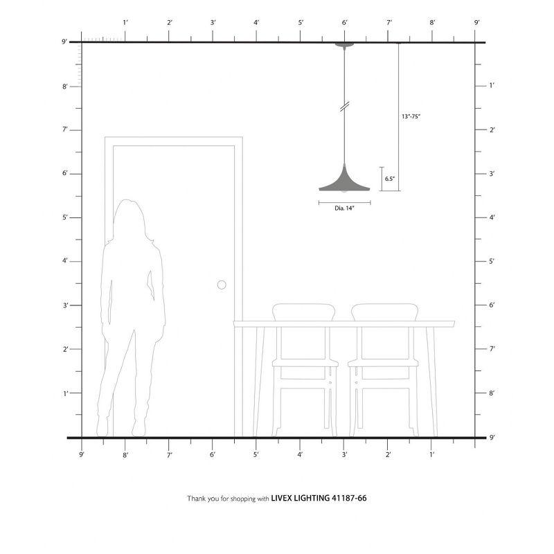 Livex Lighting Metal Shade 1 - Light Chandelier in  Brushed Aluminum