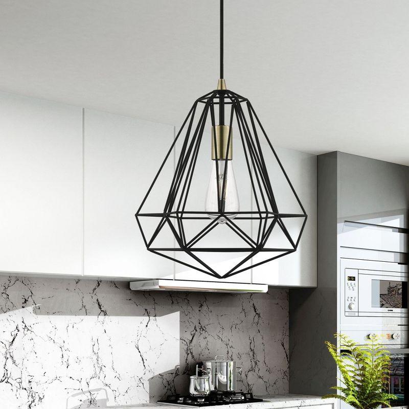 Livex Lighting Knox 1 - Light Pendant in  Textured Black/Polished Chrome