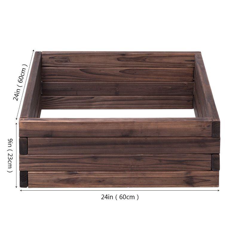 Compact 24"x24" Brown Wood Square Raised Garden Bed for Outdoor Use