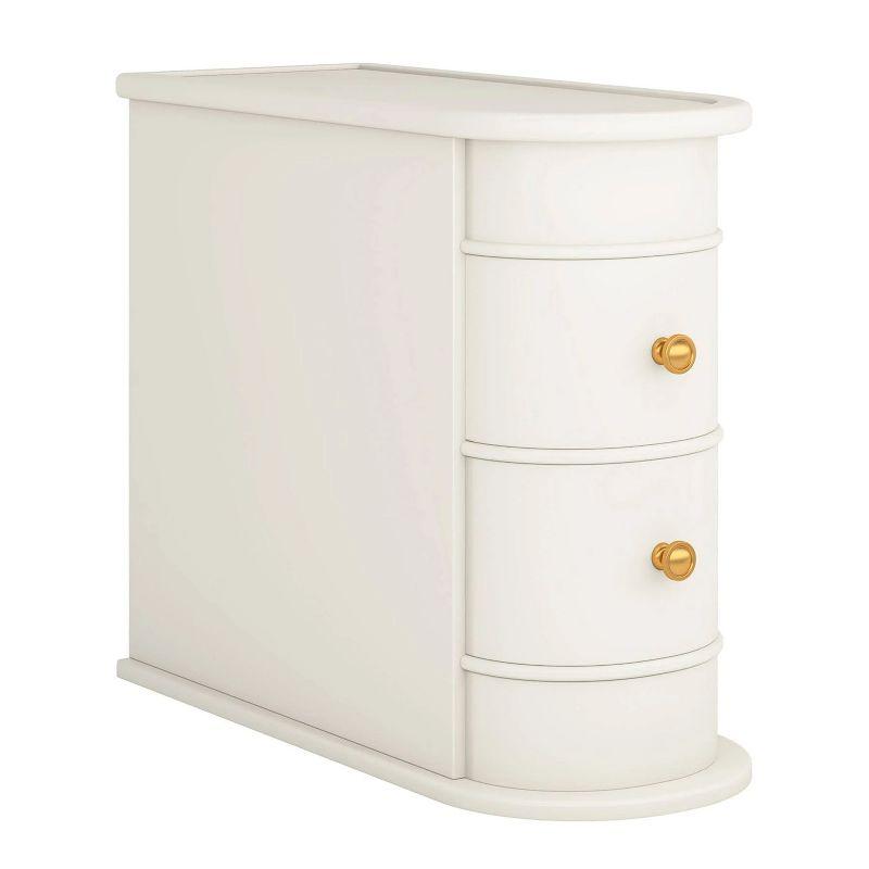 Hommoo Wood Narrow Nightstand with 2 Drawers Off-White