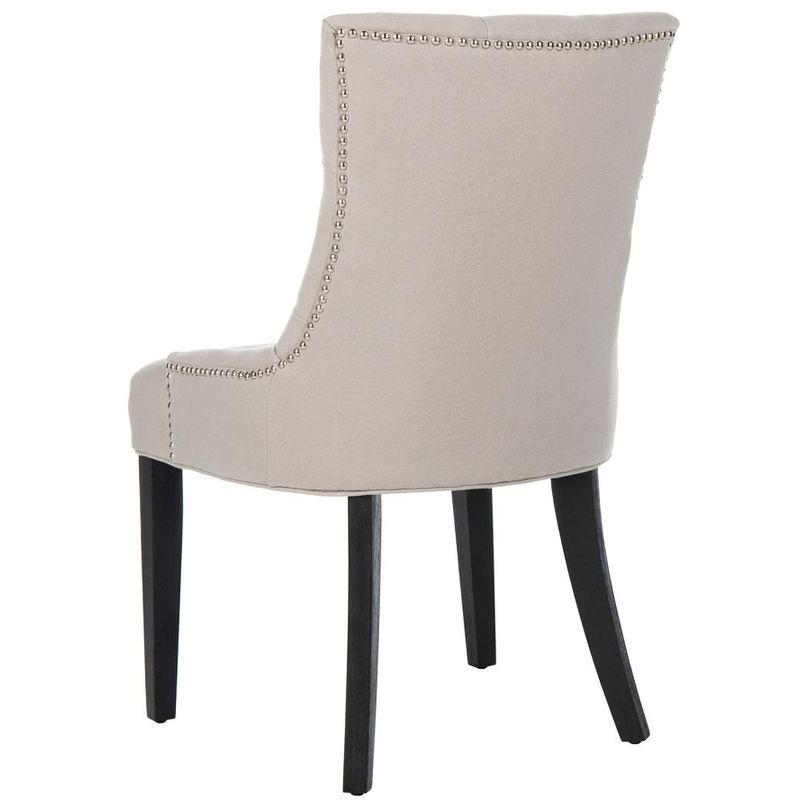 Elegant Taupe Linen and Birch Wood Parsons Side Chair Set