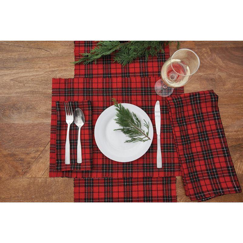 Red and Black Plaid Cotton Holiday Napkin Set of 6