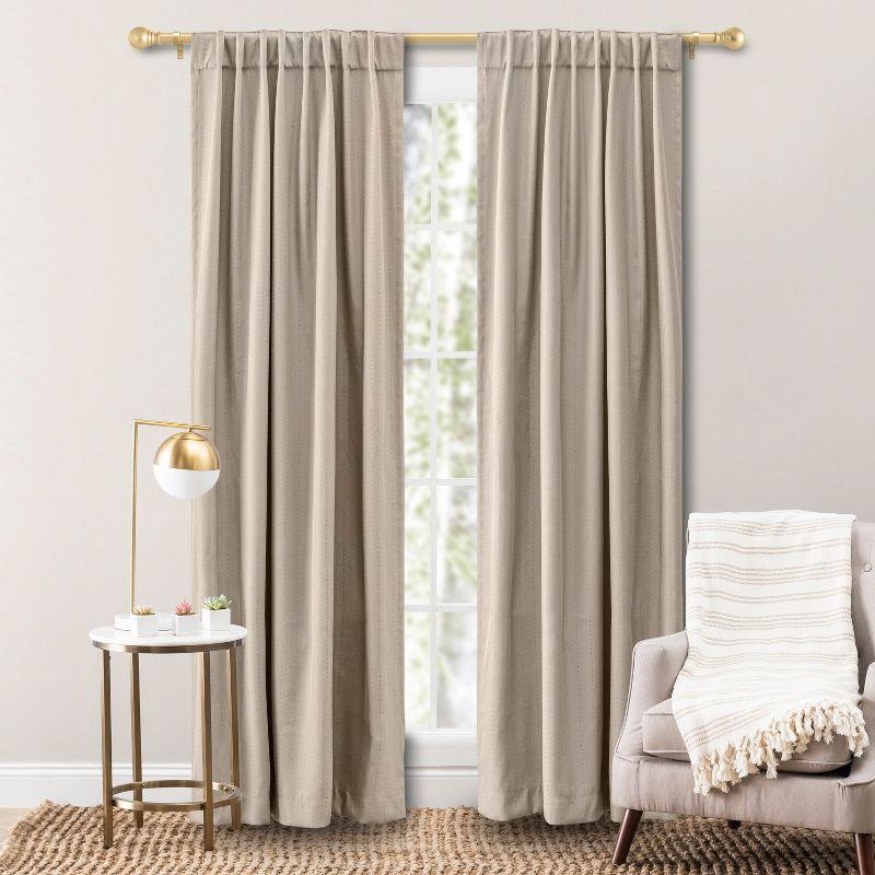 Extra Wide Greige Polyester Room-Darkening Pleated Drapes