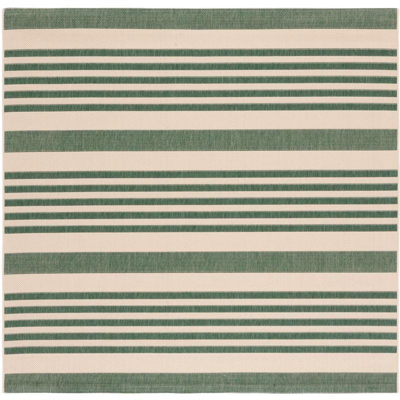 Courtyard CY6062 Power Loomed Indoor/Outdoor Area Rug - Beige/Dark Green - 4'x4' - Safavieh.