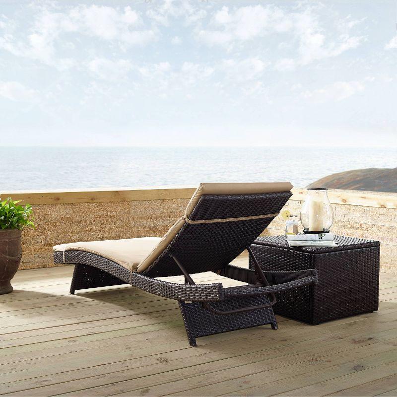 Biscayne Chaise Lounge with Mocha Cushion Brown - Crosley: Steel Frame, Weather-Resistant, Adjustable Back