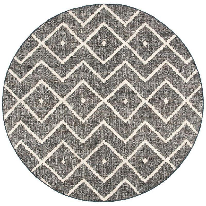 Kilim KLM750 Hand Loomed Area Rug - Charcoal/Natural - 5' round - Safavieh.