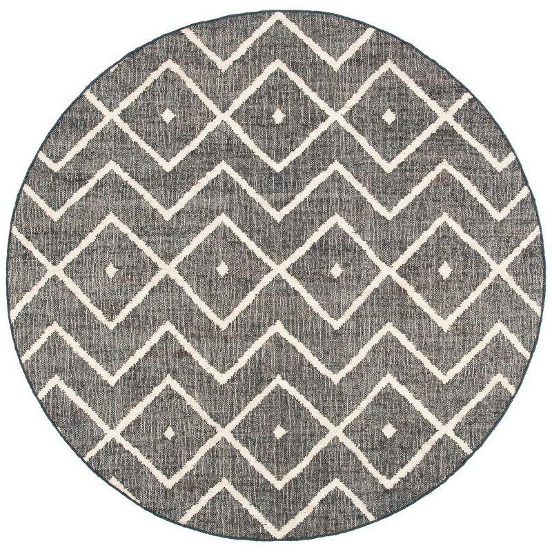 Kilim KLM750 Hand Loomed Area Rug - Charcoal/Natural - 3' round - Safavieh.