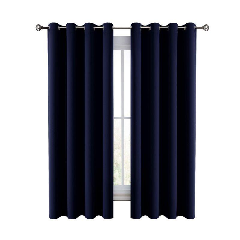 Set of 2 Blackout Curtains for Windows Room Darkening & Noise Reducing Solid Curtains - 42x63 Inch (NAVY-BLUE)