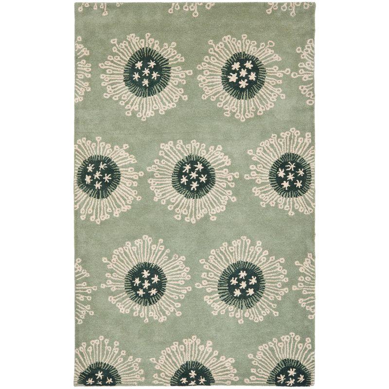 Light Blue Hand-Tufted Wool and Viscose Area Rug