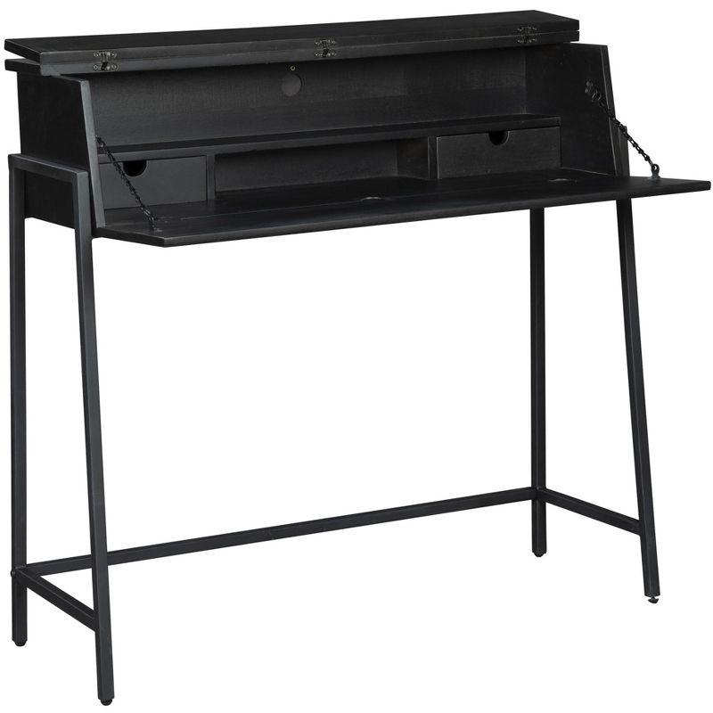 Black Wood Transitional Writing Desk with Drawers