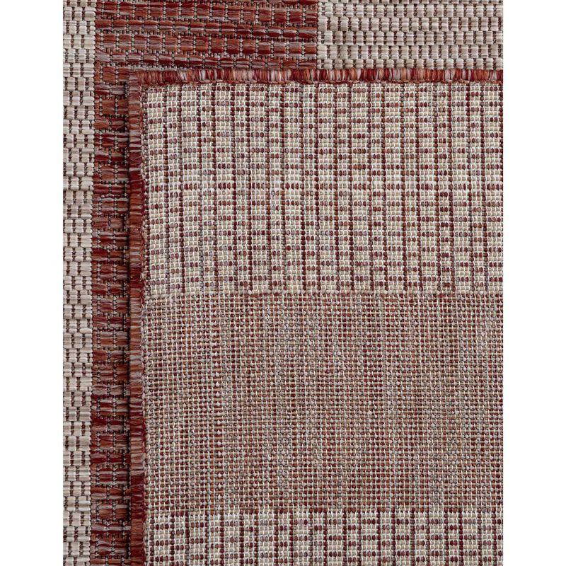 Rustic Stripe Rust Red & Gray 4' x 6' Outdoor Rug