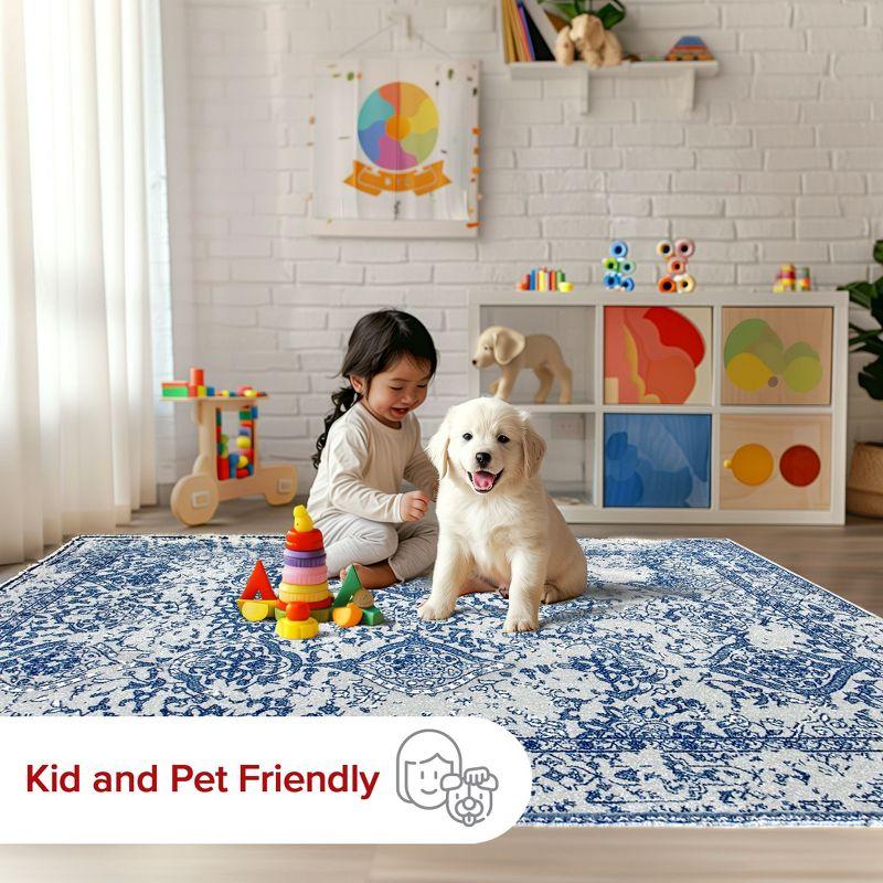 Nuloom Odell Oriental/Persian 2x10 Runner Indoor Area Rug for Living Room Bedroom Dining Room Entryway Hallway Kitchen, Blue/Ivory