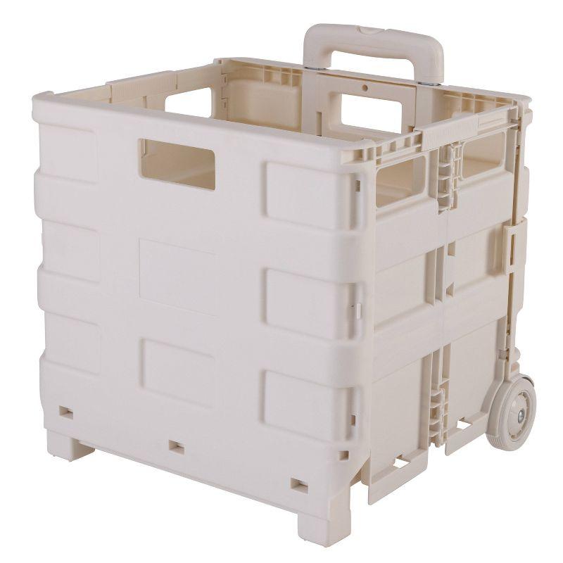 White Collapsible Portable Utility Cart with Wheels