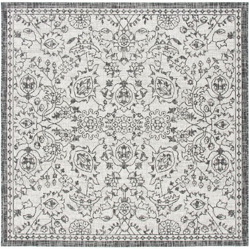 Courtyard Grey 6'7" Square Non-Slip Outdoor Rug