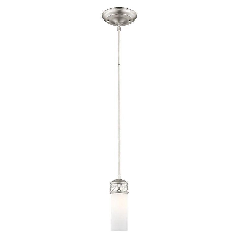 Elegant Brushed Nickel Mini Pendant with Satin White Glass Shade