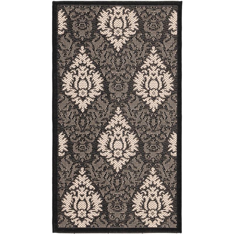 Courtyard CY2714 Power Loomed Indoor and Outdoor Accent Rug - Black/Sand - 2'x3'7" - Safavieh