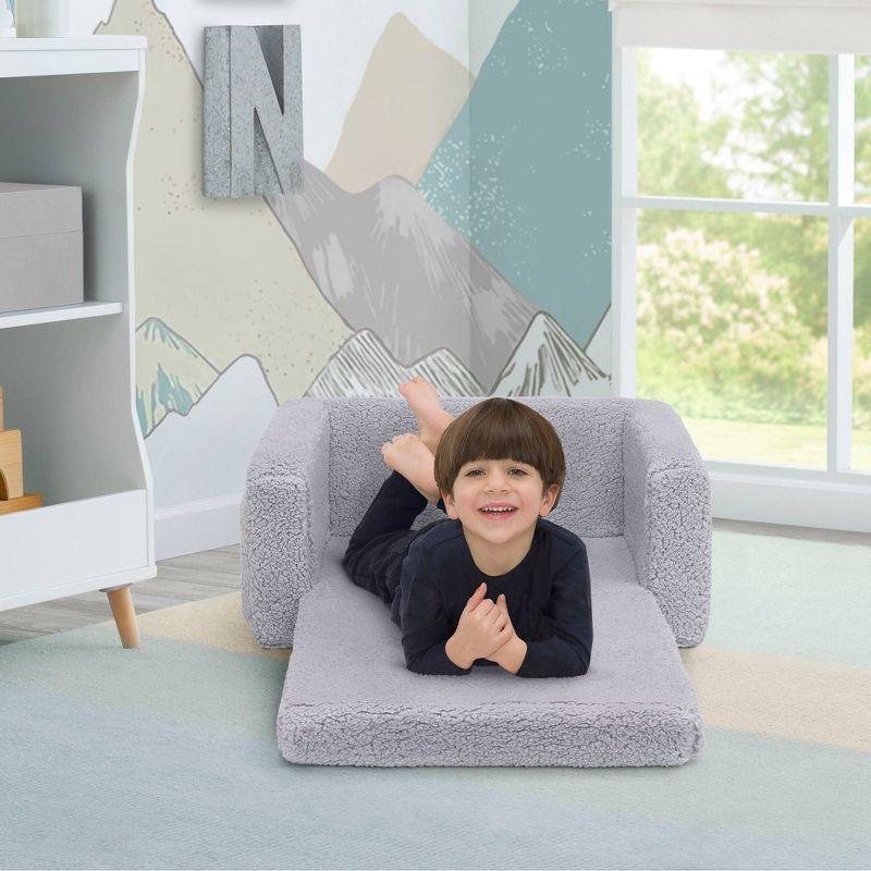 Delta Children Kids' Cozee Flip-Out Faux Shearling 2-in-1 Convertible Chair - Gray